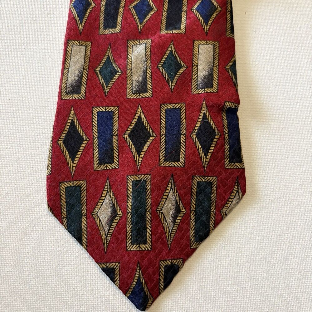 Colours Alexander Julian Silk Neck Tie Red Gold Blue Green Classic Office Suit